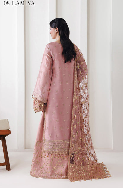 La Ruhe by Alizeh Embroidered Sheesha Silk Unstitched 3 Piece Suit - 08 Lamiya - ALZ26LRH - Pink - Festive Collection