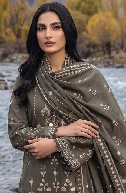 Lakhany Printed Pashmina Unstitched 3 Piece Suit - D-11 - LKN26PS - Green - Winter Collection