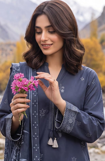 Lakhany Printed Pashmina Unstitched 3 Piece Suit - D-09 - LKN26PS - Blue - Winter Collection