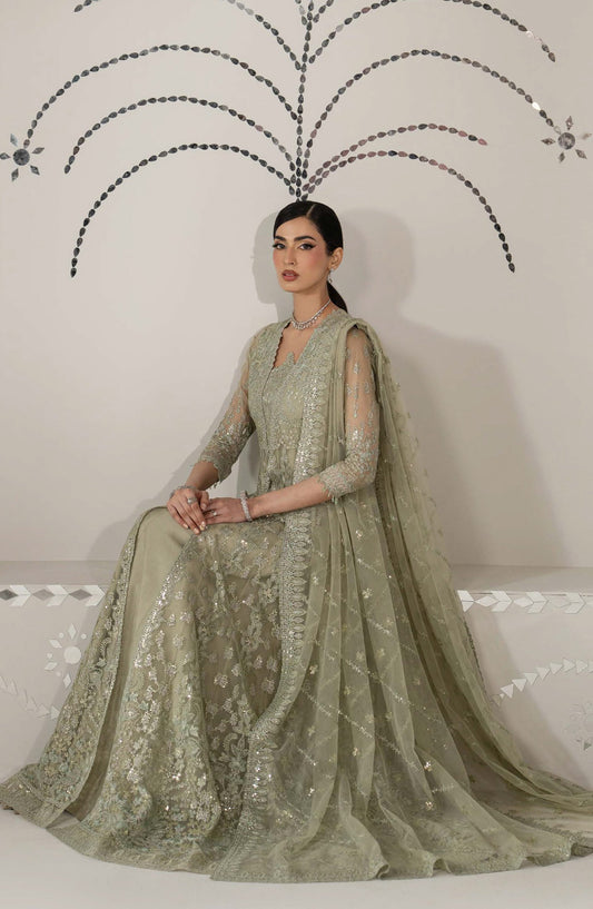 Lavish Shehnai Embroidered Organza Unstitched 3 Piece Suit - D2 Gul Bahar - LP26SHN - Green - Festive Collection
