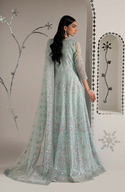Lavish Shehnai Embroidered Organza Unstitched 3 Piece Suit - D3 Shehnaz - LP26SHN - Light Blue - Festive Collection