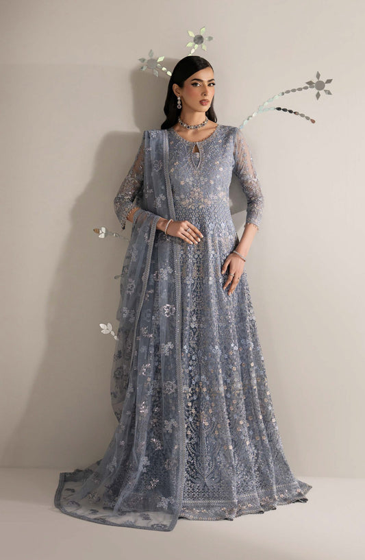 Lavish Shehnai Embroidered Organza Unstitched 3 Piece Suit - D4 Aab-e-Neel - LP26SHN - Light Purple - Festive Collection