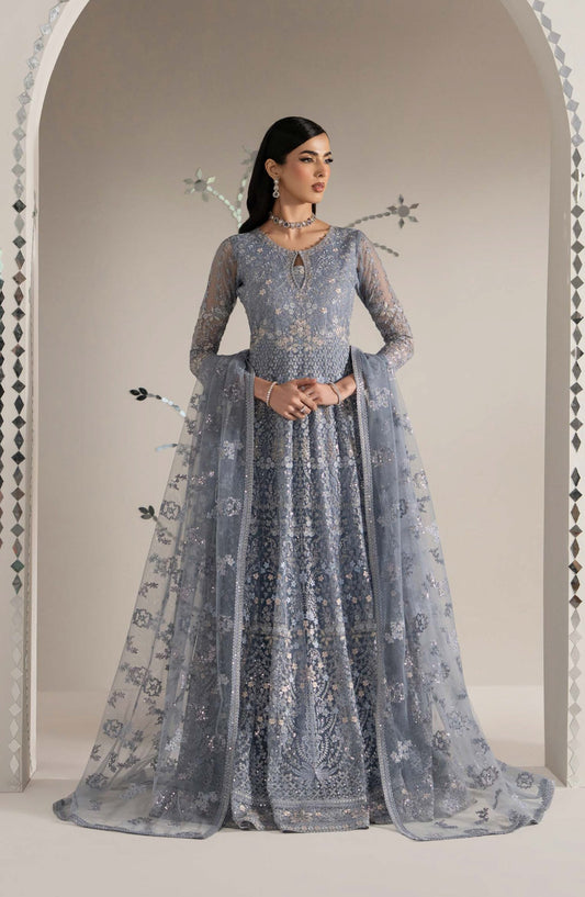 Lavish Shehnai Embroidered Organza Unstitched 3 Piece Suit - D4 Aab-e-Neel - LP26SHN - Light Purple - Festive Collection