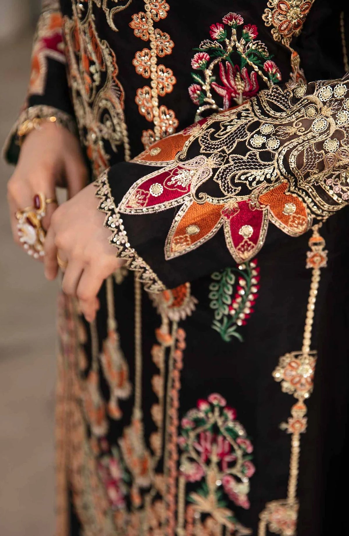 Layali by Akbar Aslam Embroidered Organza Unstitched 3 Piece Suit - Amari - AKA25LYL - Black - Wedding Collection