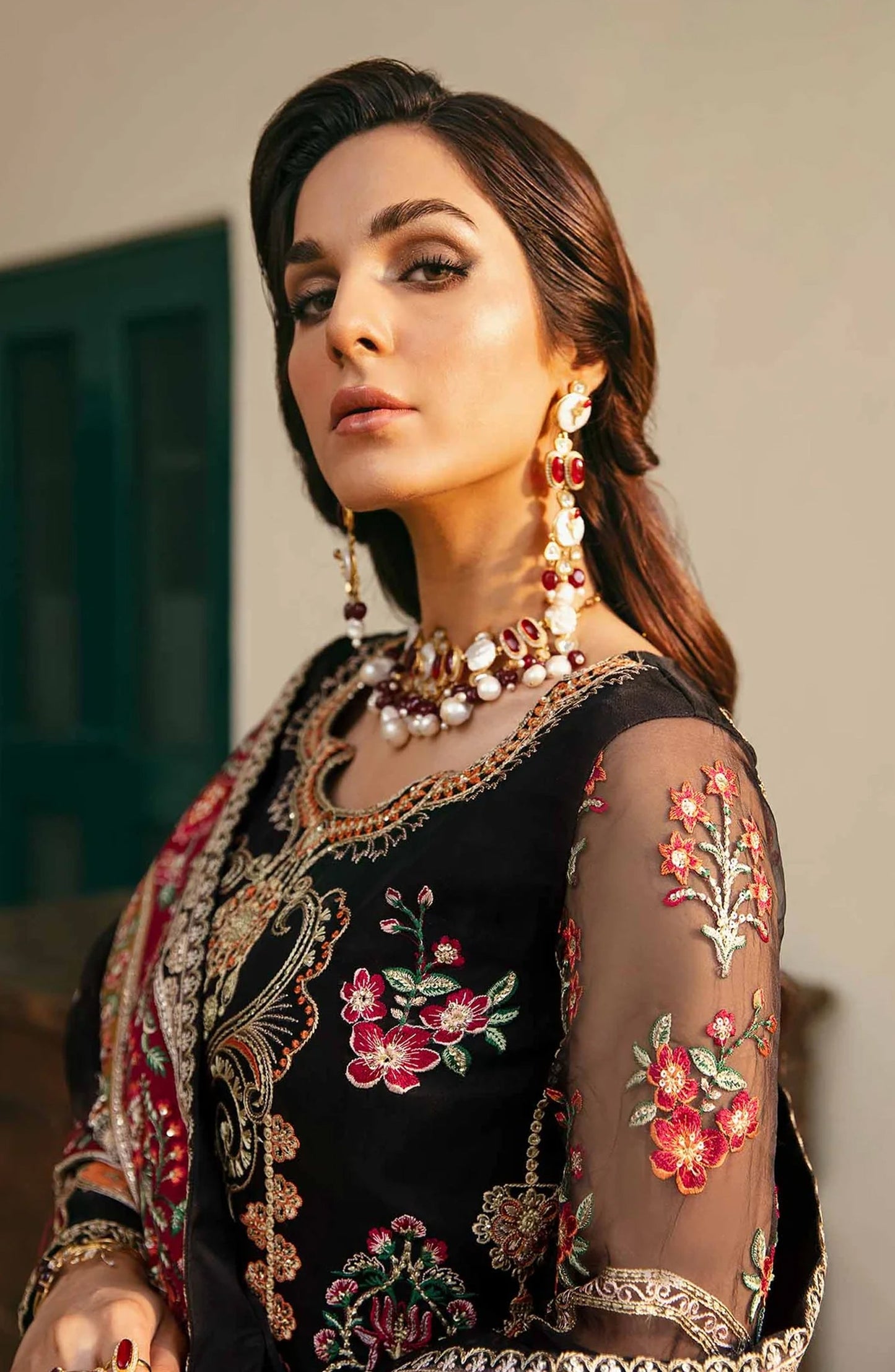 Layali by Akbar Aslam Embroidered Organza Unstitched 3 Piece Suit - Amari - AKA25LYL - Black - Wedding Collection