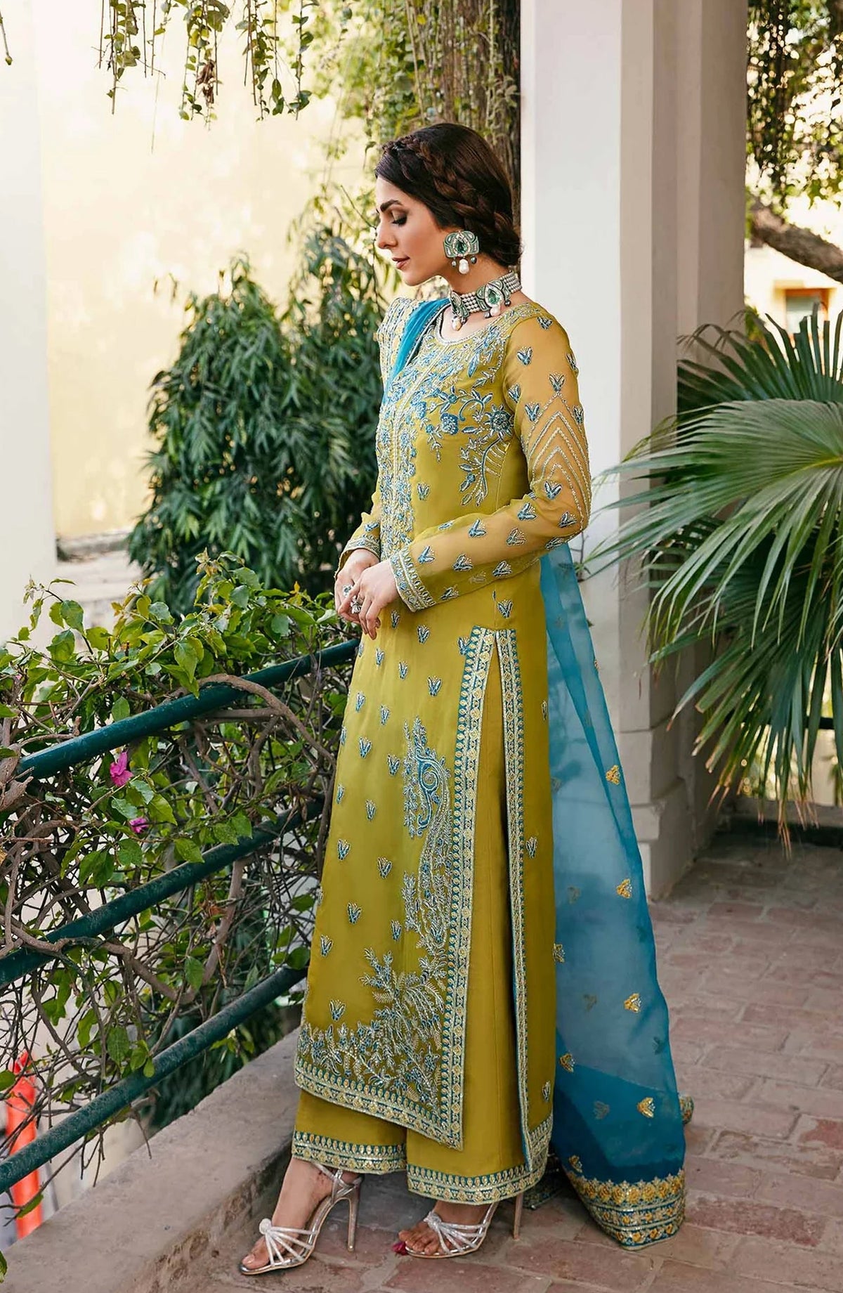 Layali by Akbar Aslam Embroidered Organza Unstitched 3 Piece Suit - Davina - AKA25LYL - Dhani - Wedding Collection