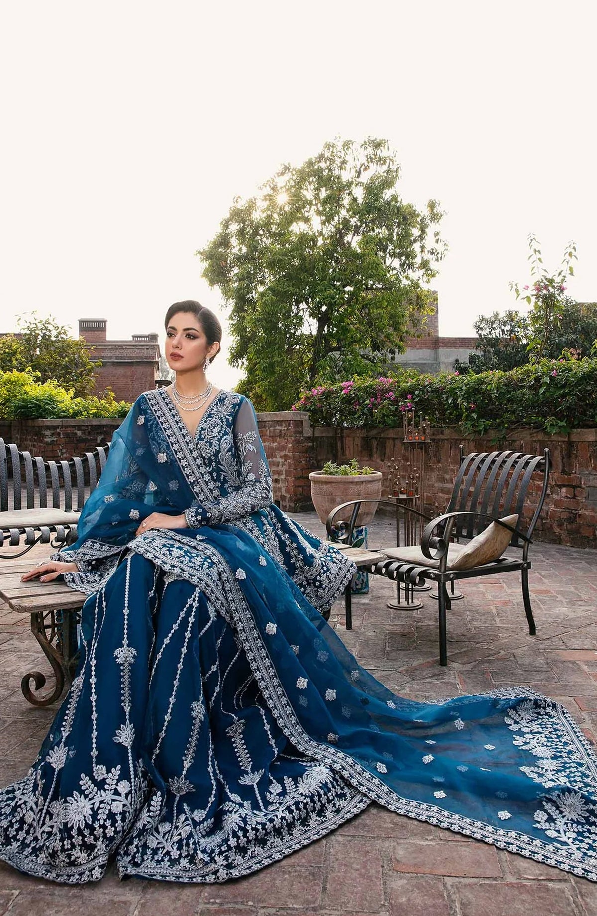 Layali by Akbar Aslam Embroidered Organza Unstitched 3 Piece Suit - Nayara - AKA25LYL - Blue - Wedding Collection