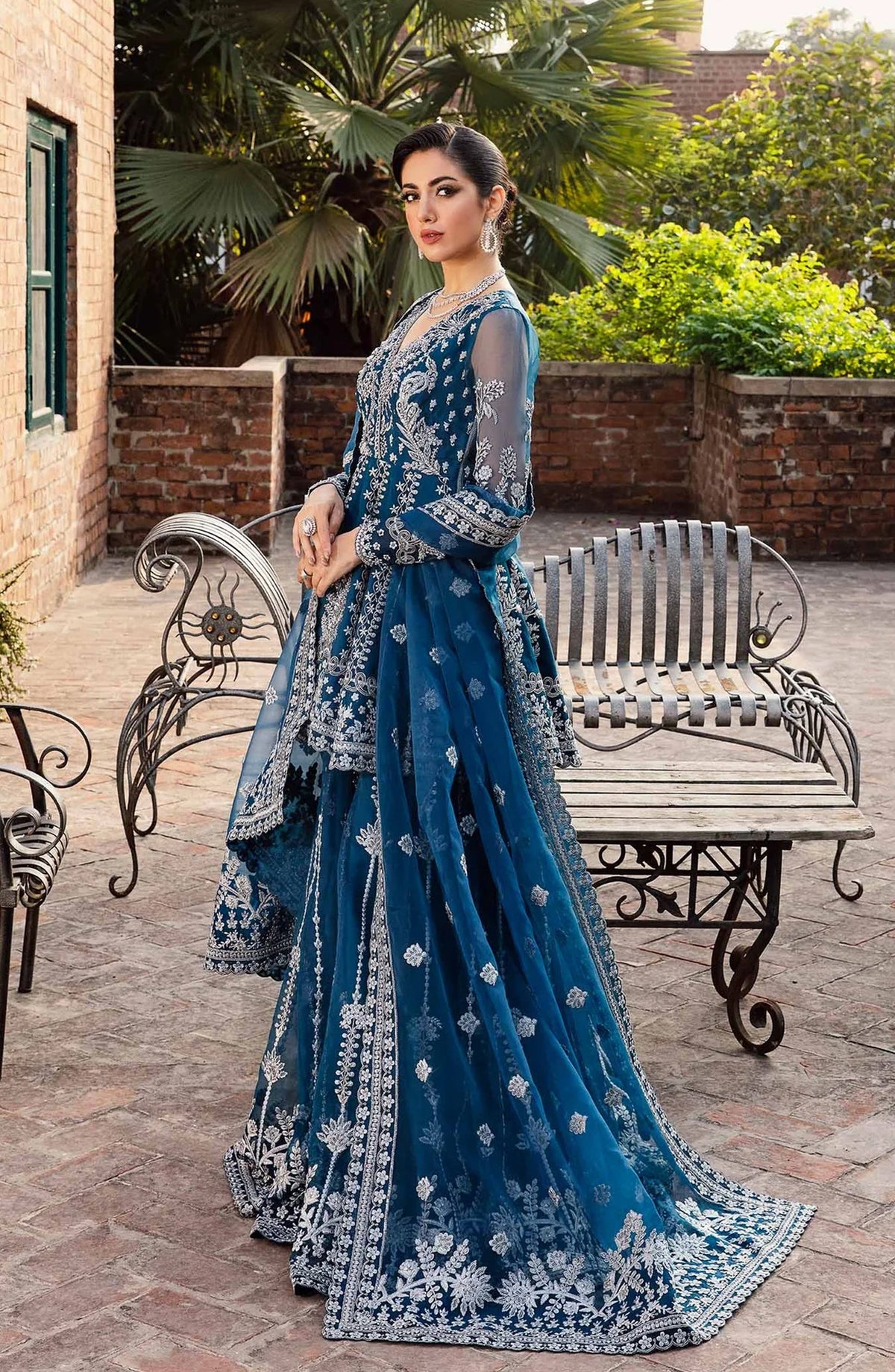 Layali by Akbar Aslam Embroidered Organza Unstitched 3 Piece Suit - Nayara - AKA25LYL - Blue - Wedding Collection