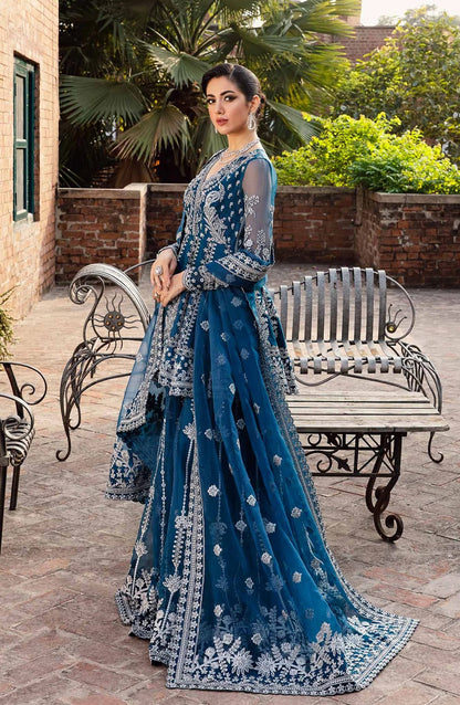 Layali by Akbar Aslam Embroidered Organza Unstitched 3 Piece Suit - Nayara - AKA25LYL - Blue - Wedding Collection