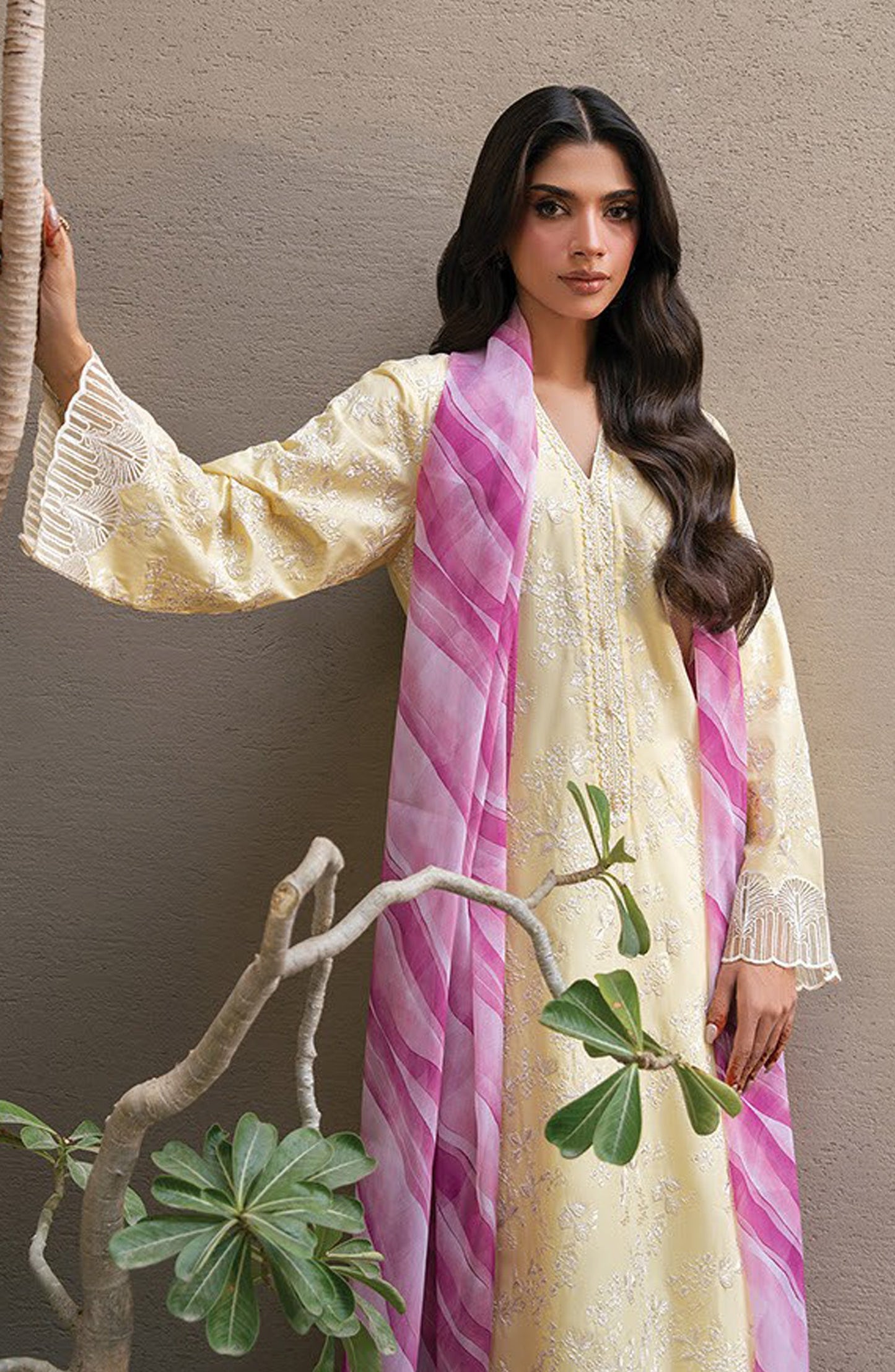 Layana by Xenia Embroidered Lawn Unstitched 3 Piece Suit - D-05 SOLEIL - XF26LY - Yellow - Summer Collection
