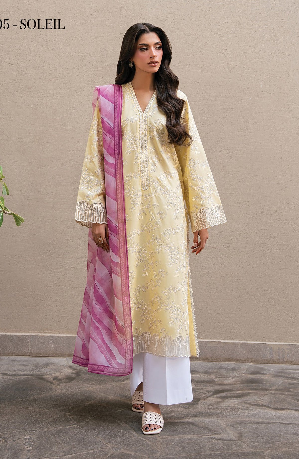 Layana by Xenia Embroidered Lawn Unstitched 3 Piece Suit - D-05 SOLEIL - XF26LY - Yellow - Summer Collection