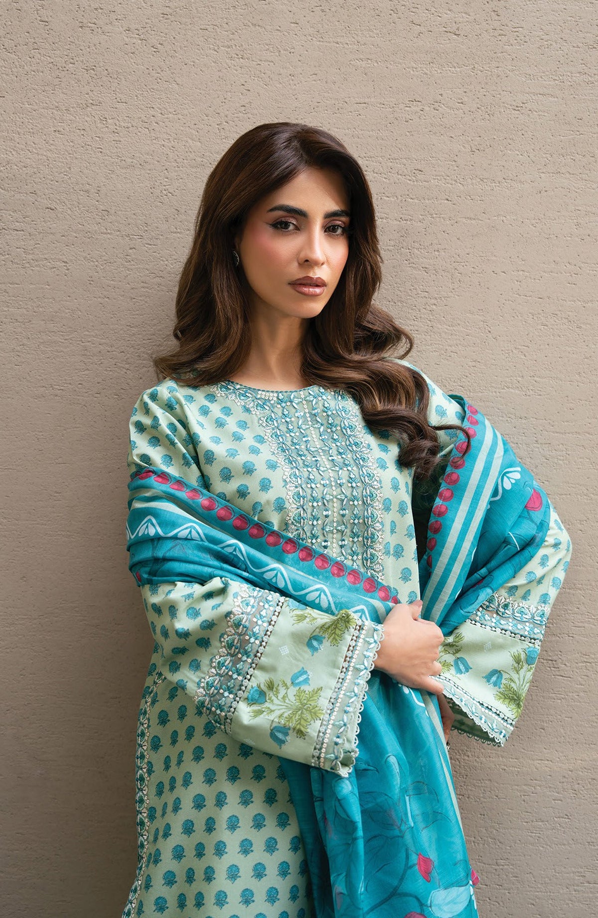 Layana by Xenia Embroidered Lawn Unstitched 3 Piece Suit - D-04 ZAHARA - XF26LY - Green - Summer Collection
