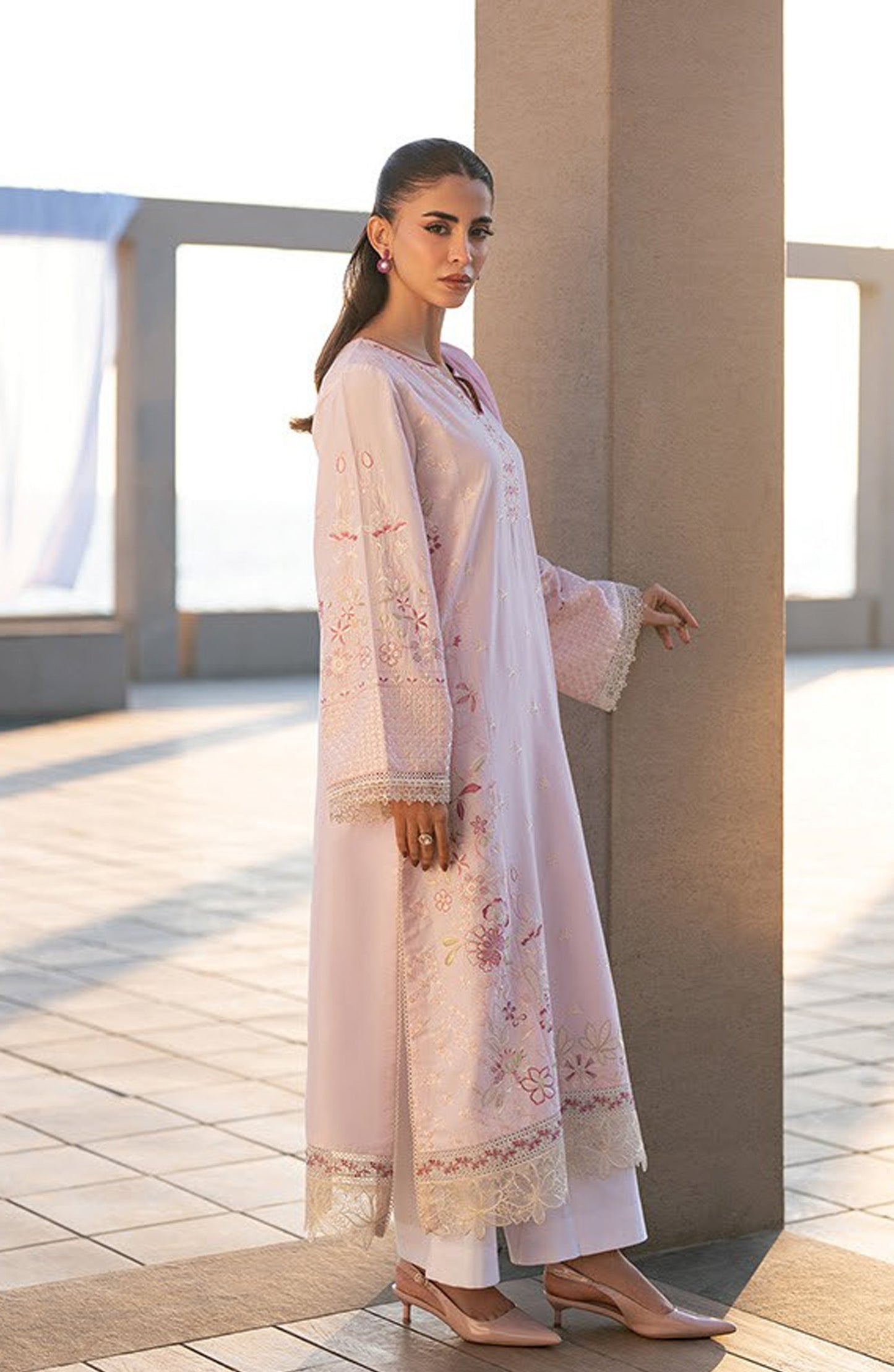 Layana by Xenia Embroidered Lawn Unstitched 3 Piece Suit - D-03 GITI - XF26LY - Pink - Summer Collection