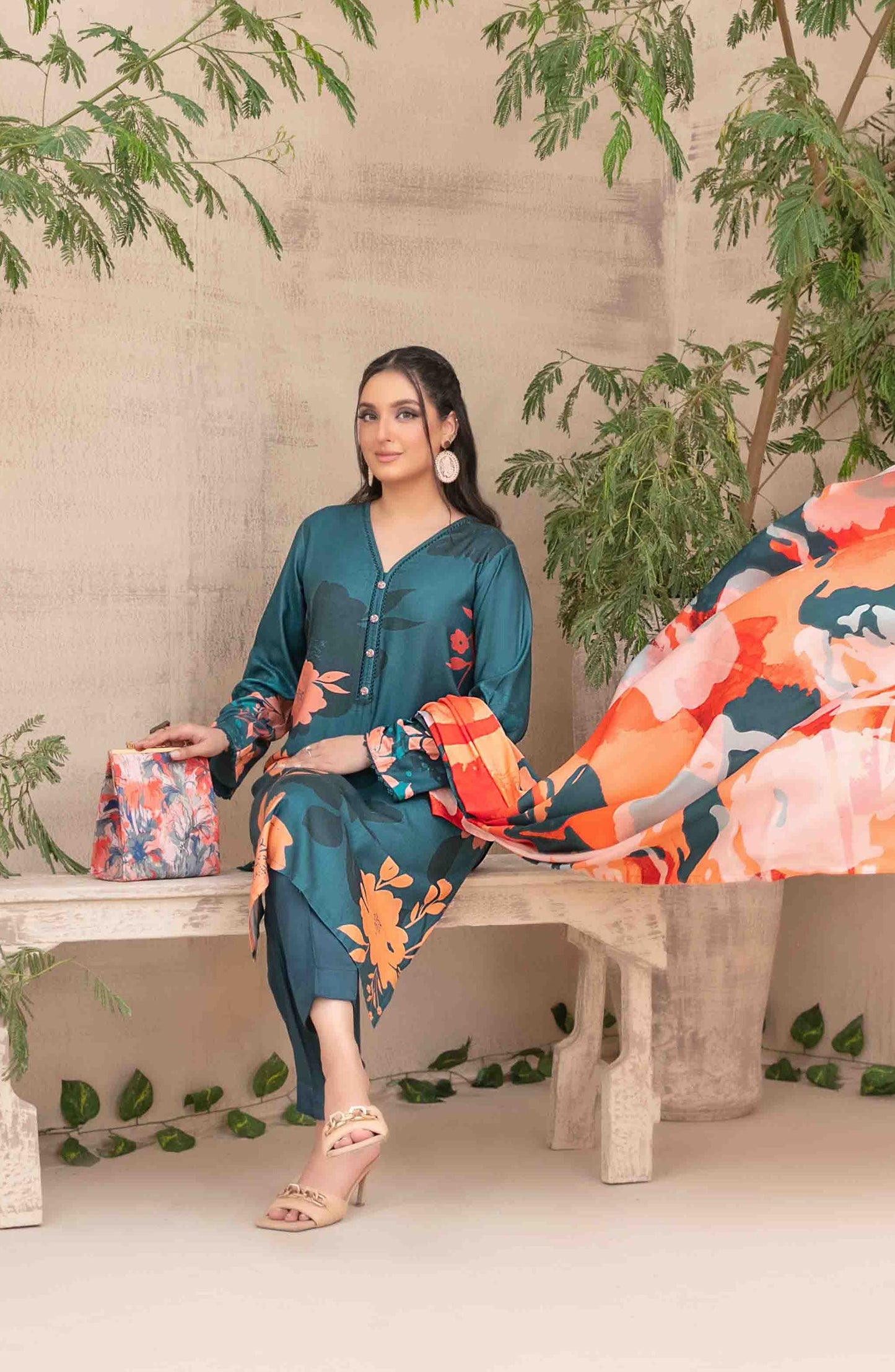 Layina by Tawakkal Fabrics Digital Printed Staple Stitched 3 Piece Suit - D-5088 - TF25STP - Green - Summer Collection