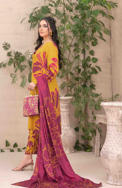 Layina by Tawakkal Fabrics Digital Printed Staple Stitched 3 Piece Suit - D-5086 - TF25STP - Yellow - Summer Collection