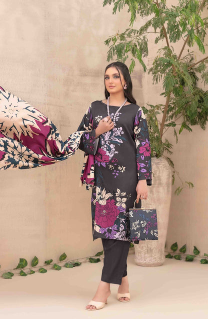 Layina by Tawakkal Fabrics Digital Printed Staple Stitched 3 Piece Suit - D-5083 - TF25STP - Black - Summer Collection