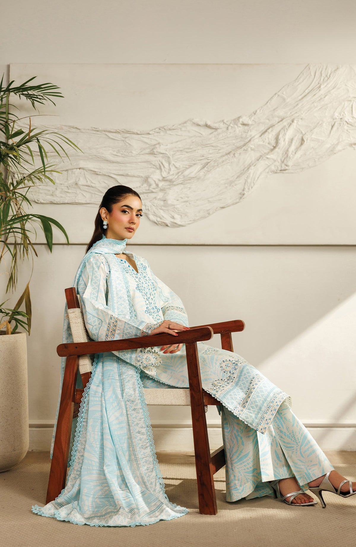 Leila by Mahnur Embroidered Lawn Unstitched 3 Piece Suit - L-12 - MH26LE - Blue - Summer Collection