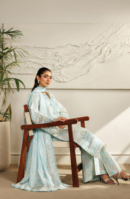Leila by Mahnur Embroidered Lawn Unstitched 3 Piece Suit - L-12 - MH26LE - Blue - Summer Collection