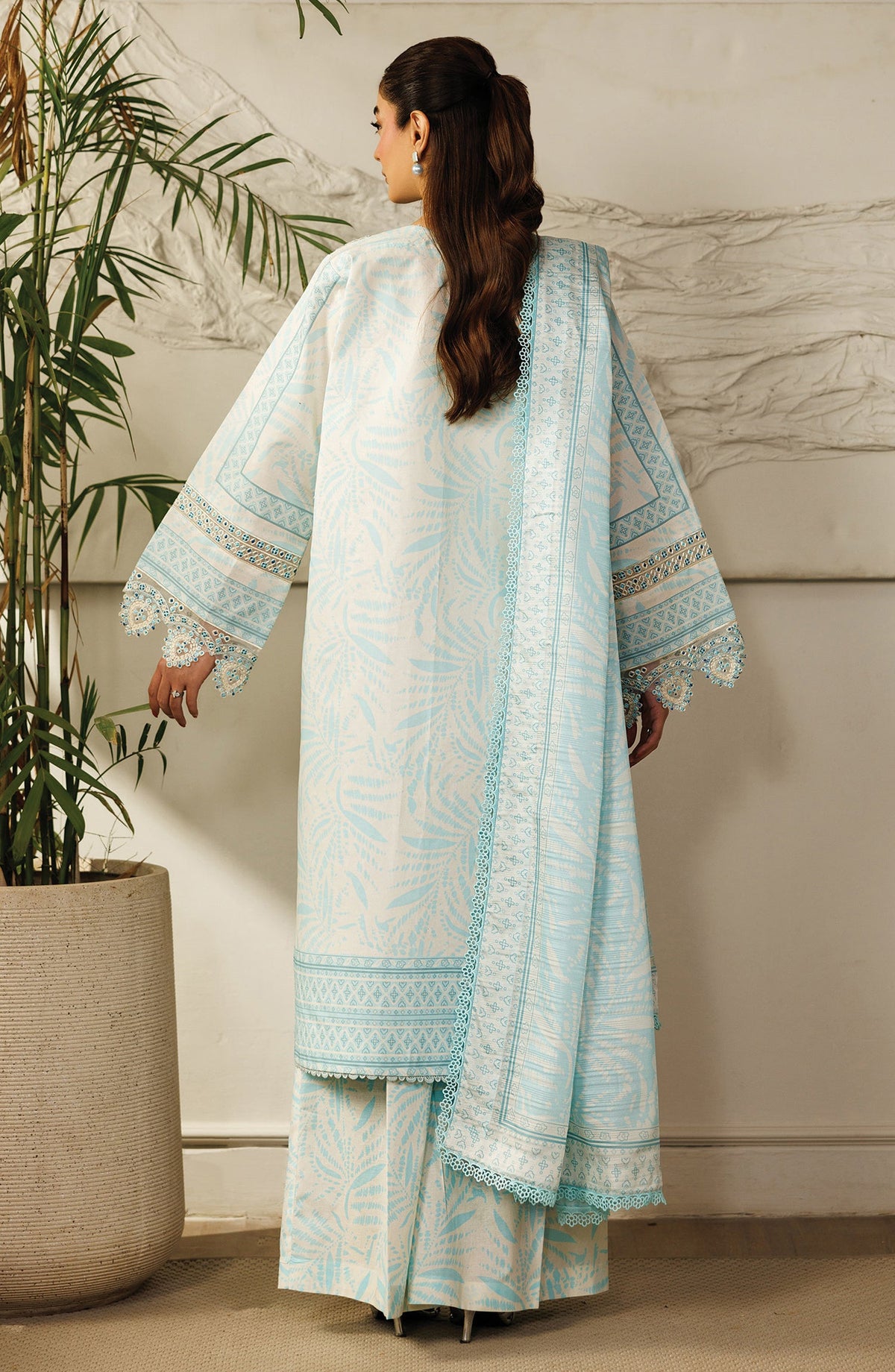 Leila by Mahnur Embroidered Lawn Unstitched 3 Piece Suit - L-12 - MH26LE - Blue - Summer Collection