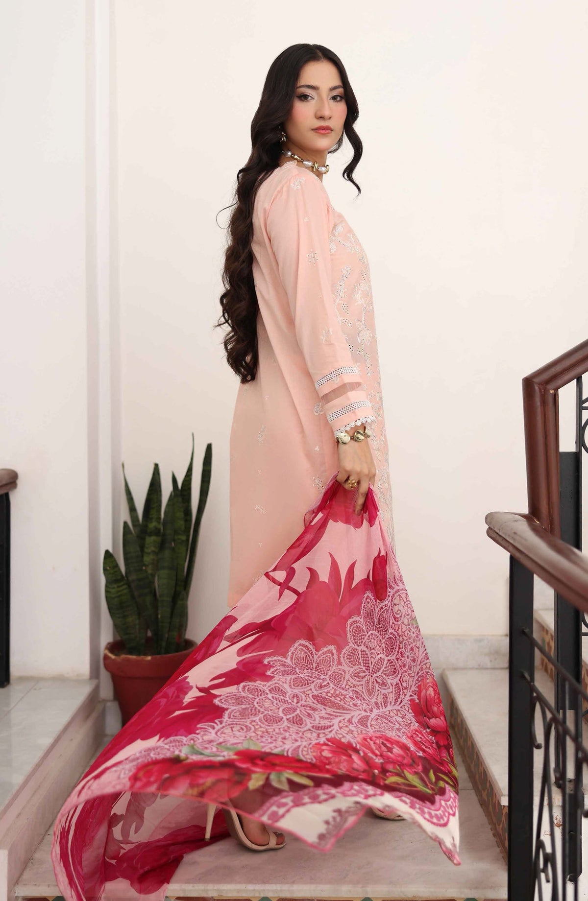 Libas by Khoobsurat Signature Embroidered Lawn Stitched 3 Piece Suit - D-06 - KHB26LB - Pink - Summer Collection