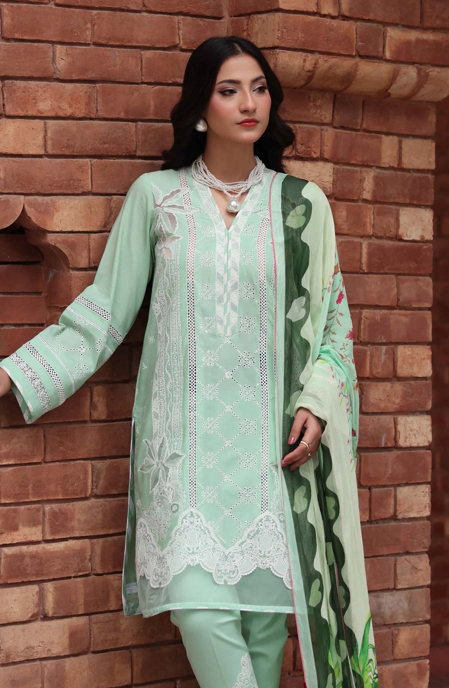 Libas by Khoobsurat Signature Embroidered Lawn Stitched 3 Piece Suit - D-05 - KHB26LB - Green - Summer Collection