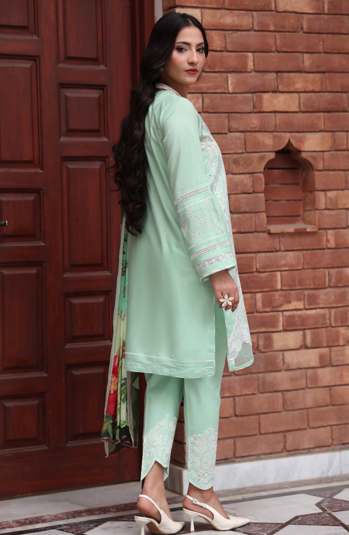 Libas by Khoobsurat Signature Embroidered Lawn Stitched 3 Piece Suit - D-05 - KHB26LB - Green - Summer Collection