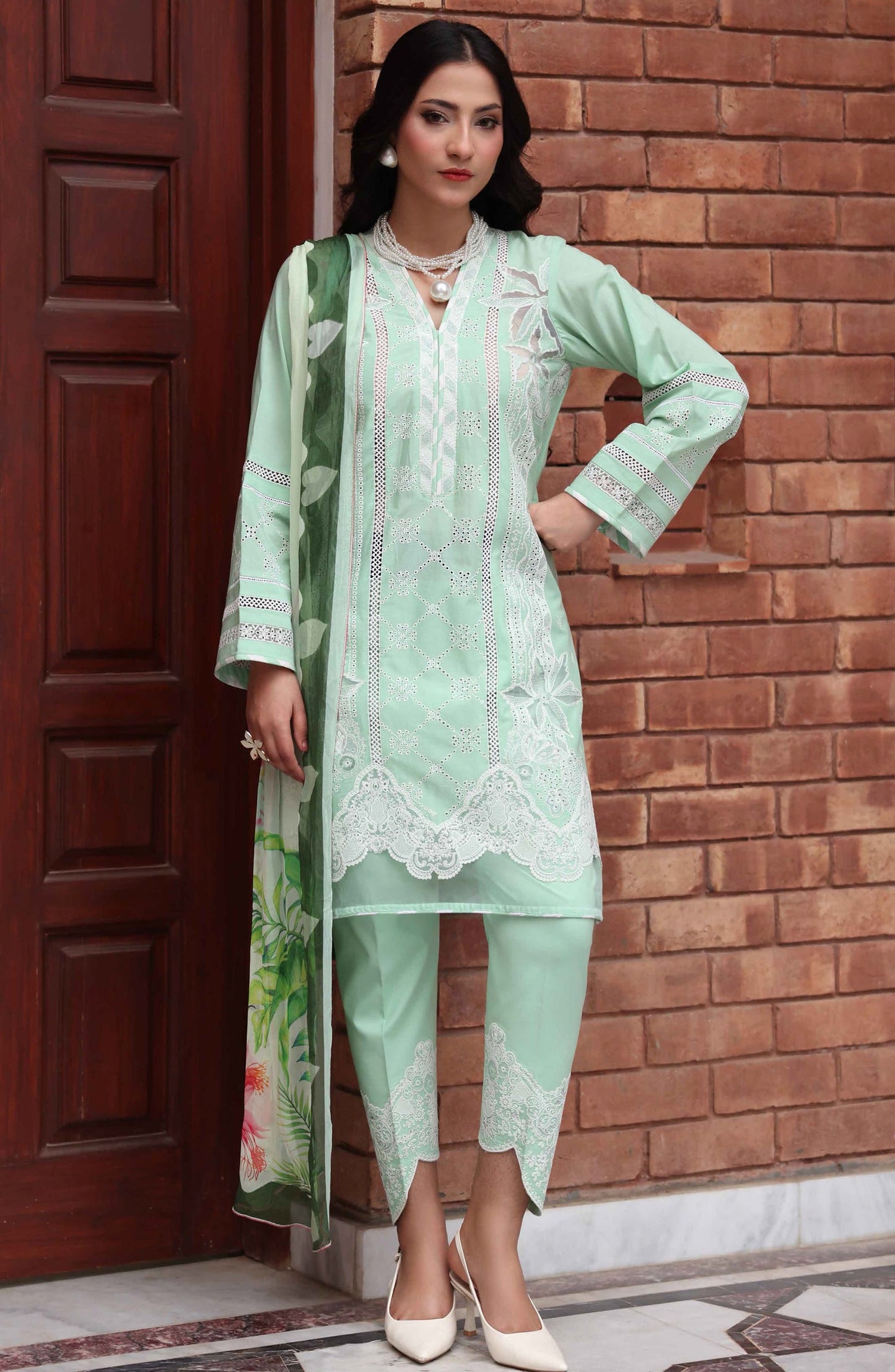 Libas by Khoobsurat Signature Embroidered Lawn Stitched 3 Piece Suit - D-05 - KHB26LB - Green - Summer Collection