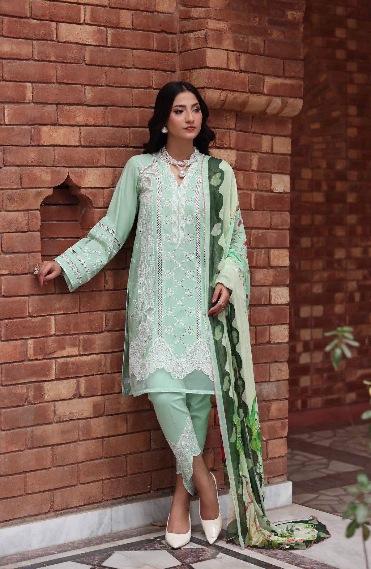 Libas by Khoobsurat Signature Embroidered Lawn Stitched 3 Piece Suit - D-05 - KHB26LB - Green - Summer Collection