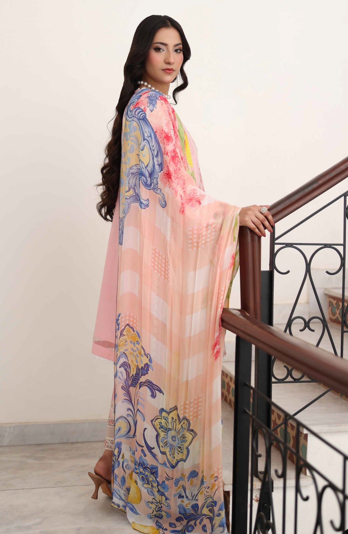 Libas by Khoobsurat Signature Embroidered Lawn Stitched 3 Piece Suit - D-04 - KHB26LB - Pink - Summer Collection