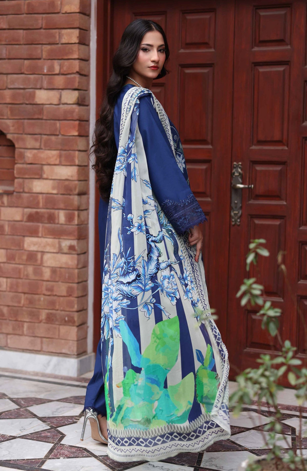 Libas by Khoobsurat Signature Embroidered Lawn Stitched 3 Piece Suit - D-02 - KHB26LB - Blue - Summer Collection