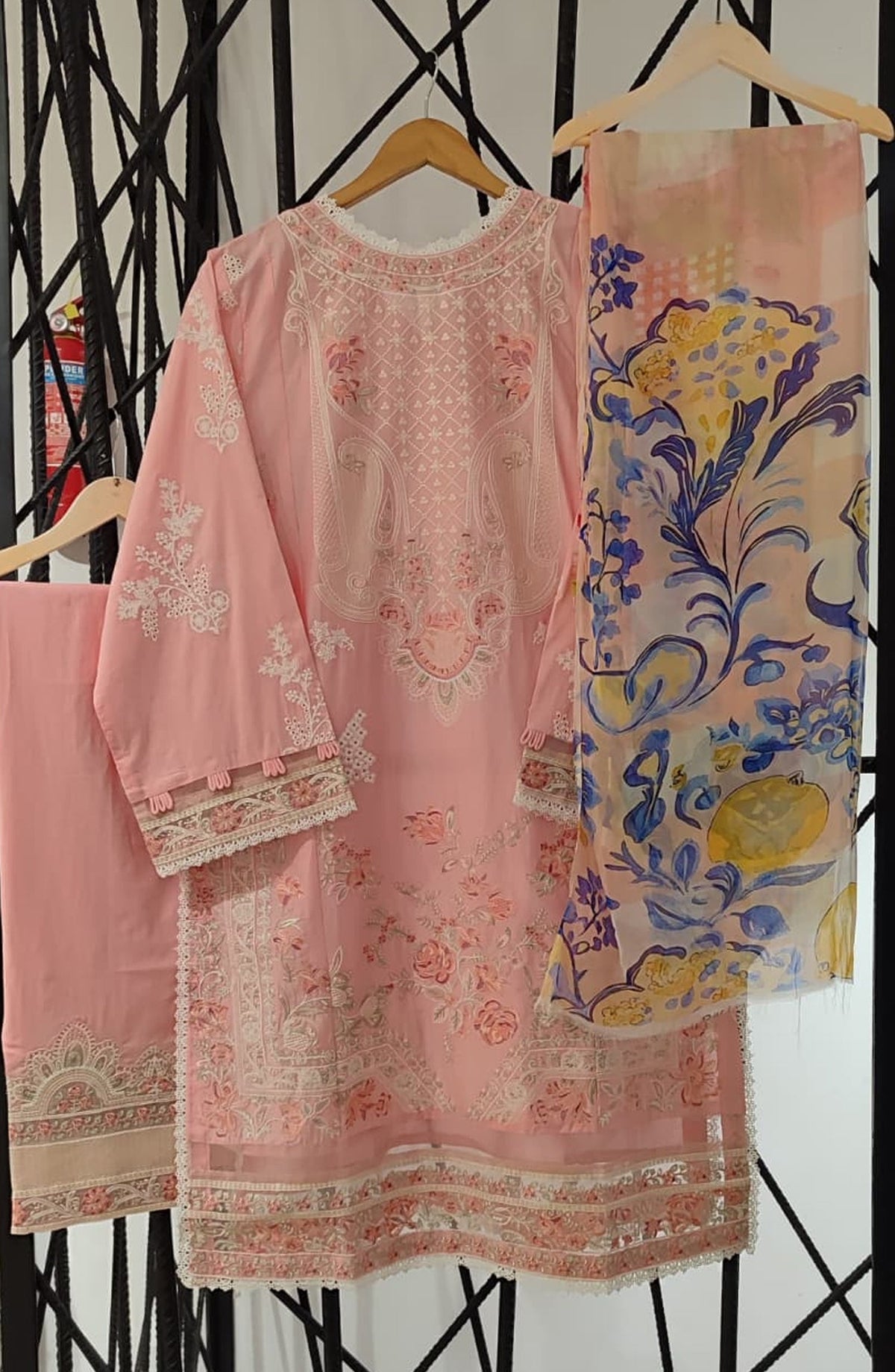Libas by Khoobsurat Signature Embroidered Lawn Stitched 3 Piece Suit - D-04 - KHB26LB - Pink - Summer Collection