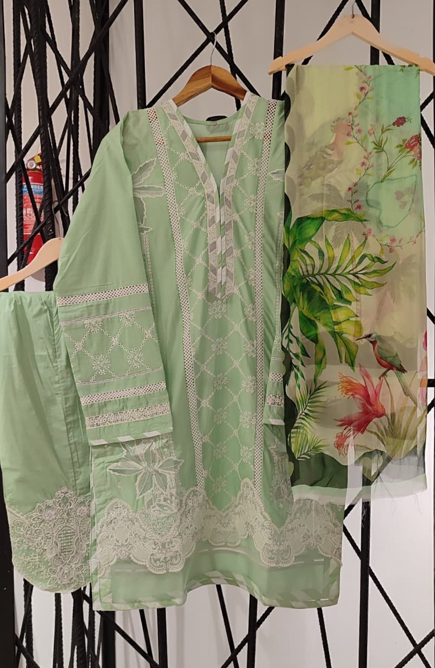 Libas by Khoobsurat Signature Embroidered Lawn Stitched 3 Piece Suit - D-05 - KHB26LB - Green - Summer Collection