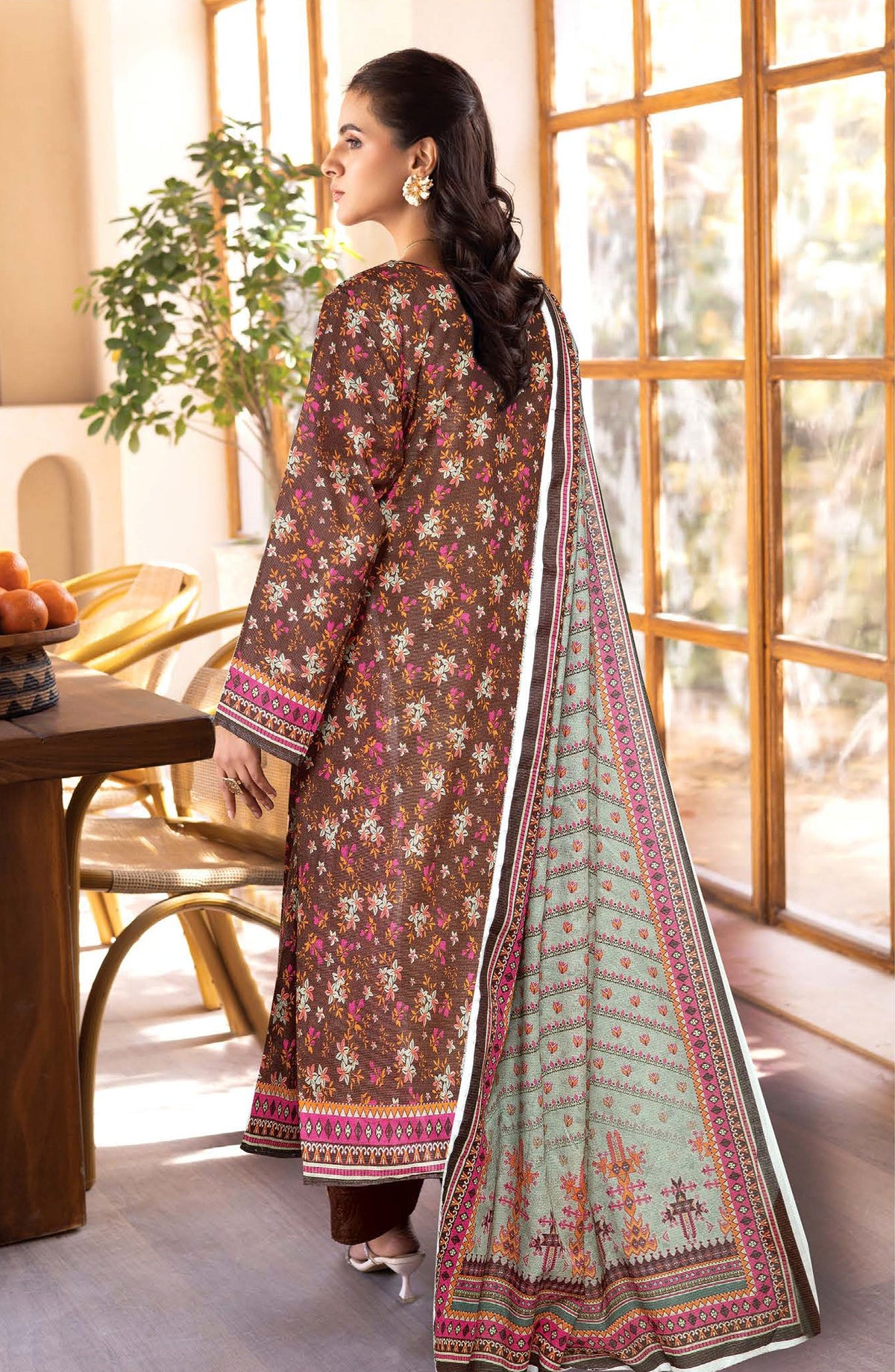 Limra by Johra Printed Lawn Unstitched 3 Piece Suit - JW-1420 - JH25LIMR - Brown - Casual Collection