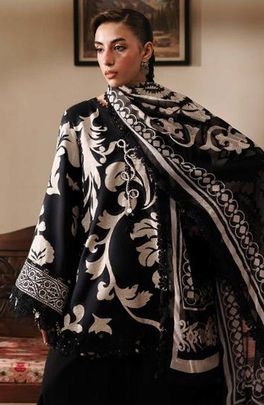 M. Basics Embroidered Slub Khaddar Unstitched 3 Piece Suit - D04B - MB26AST - Navy Blue - Winter Collection