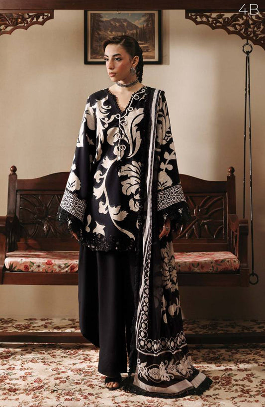 M. Basics Embroidered Slub Khaddar Unstitched 3 Piece Suit - D04B - MB26AST - Navy Blue - Winter Collection