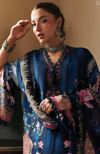 M. Basics Embroidered Slub Khaddar Unstitched 3 Piece Suit - D05A - MB26AST - Blue - Winter Collection