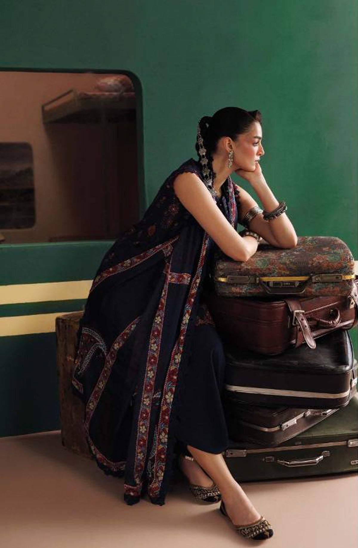 M. Basics Embroidered Linen Unstitched 3 Piece Suit - D09A - MB26AST - Blue - Winter Collection