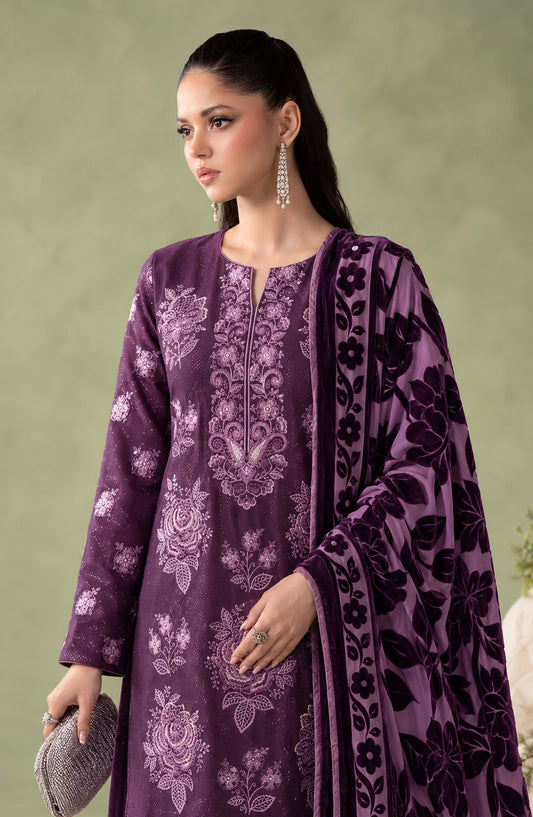 Mah-e-Naaz by Amna Khadija Embroidered Chamki Dhanak Unstitched 3 Piece Suit - D-08 - AM26MHN - Purple - Winter Collection