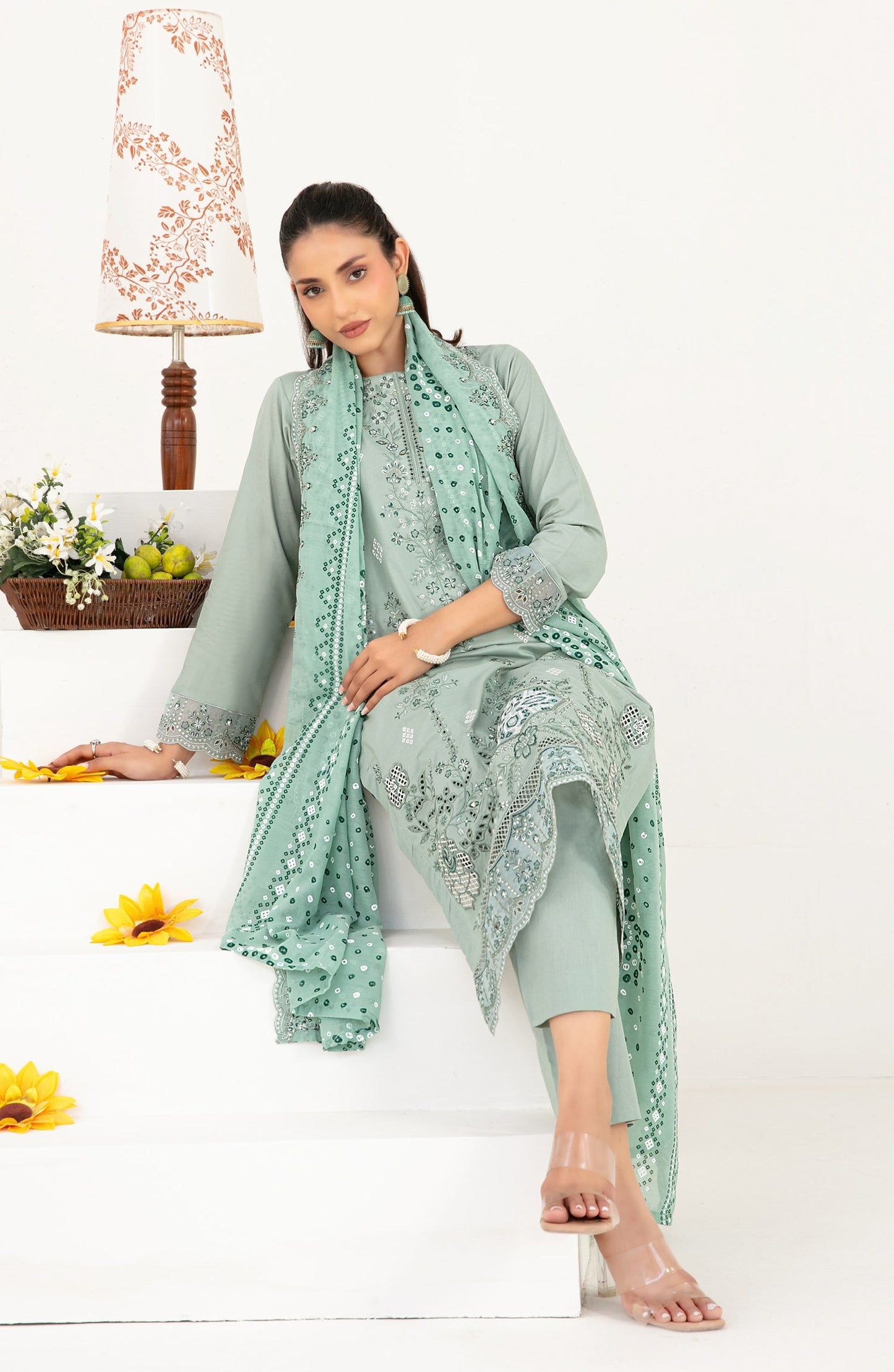 Mahara by Tawakkal Fabrics Embroidered Lawn Unstitched 3 Piece Suit - D-4017 - TF26HRA - Green - Summer Collection