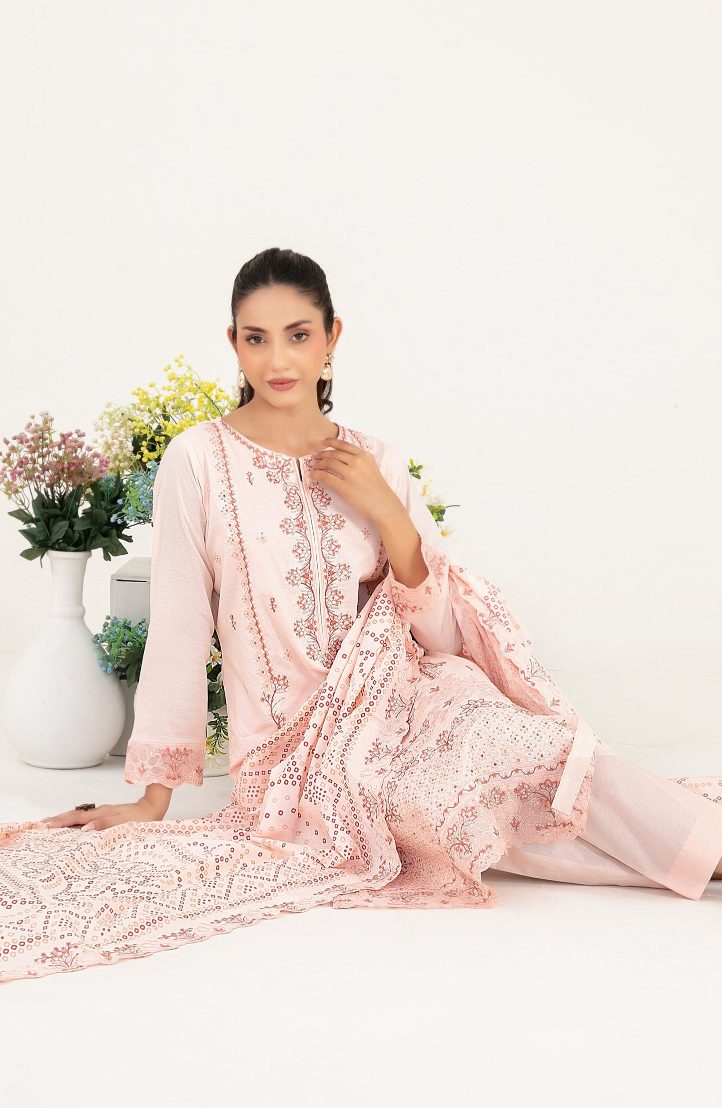 Mahara by Tawakkal Fabrics Embroidered Lawn Unstitched 3 Piece Suit - D-4013 - TF26HRA - Pink - Summer Collection