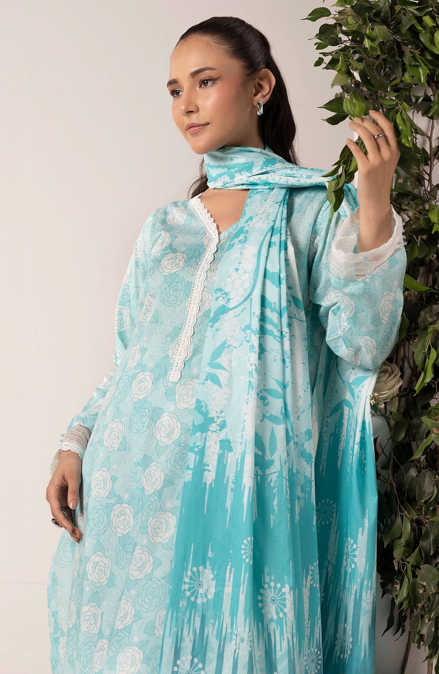 Mahee's by Riaz Arts Embroidered Lawn Unstitched 3 Piece Suit - Design-01 - RA25PRM - Blue - Summer Collection