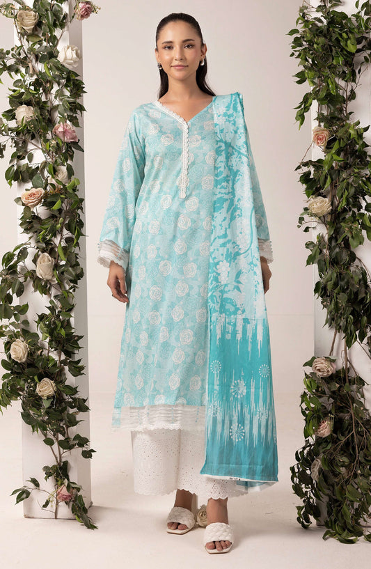 Mahee's by Riaz Arts Embroidered Lawn Unstitched 3 Piece Suit - Design-01 - RA25PRM - Blue - Summer Collection