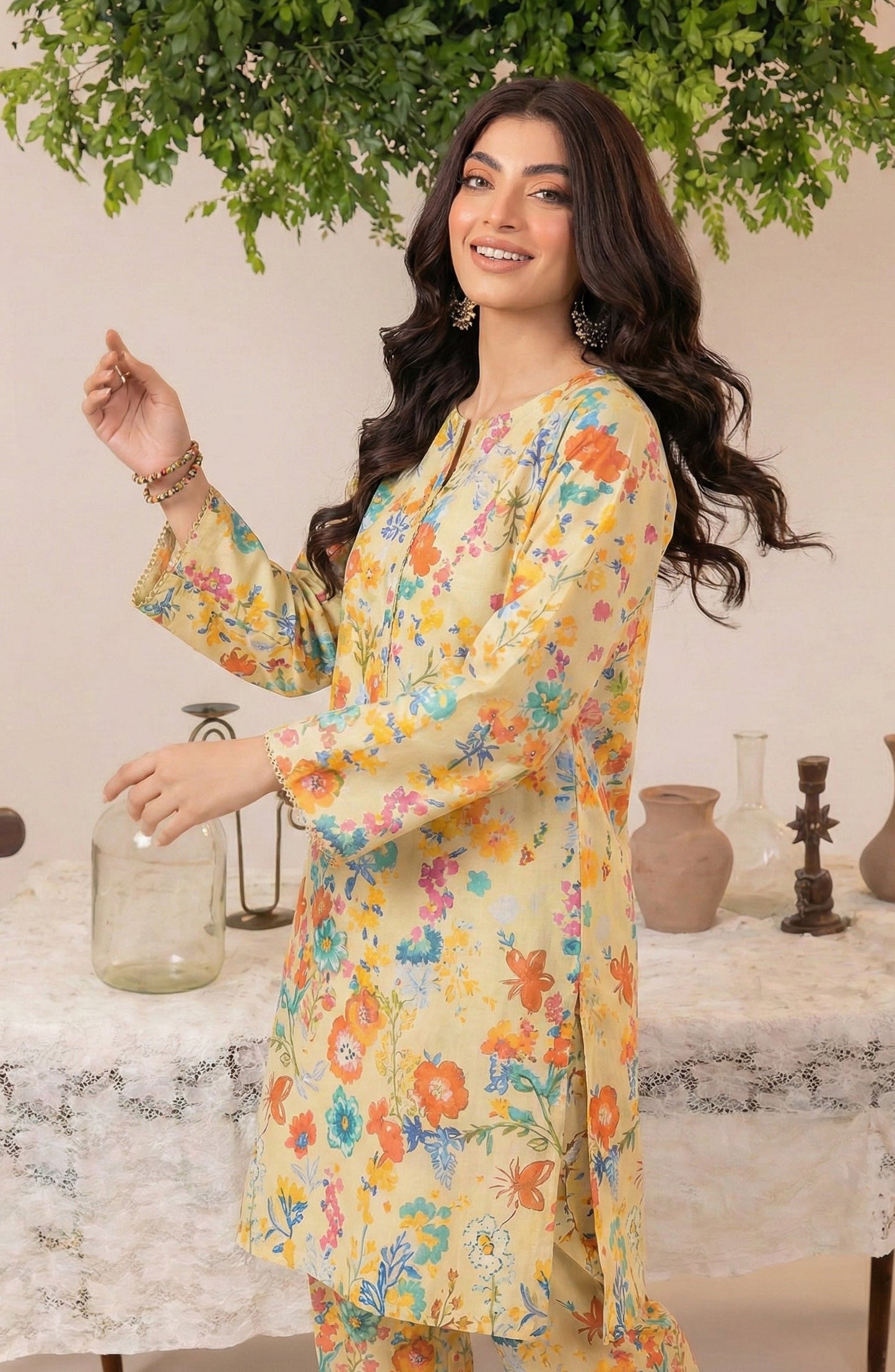 Mahi by Al Karim Printed Lawn Unstitched 2 Piece Suit - DE-17 - AK26AMHI - Yellow - Summer Collection