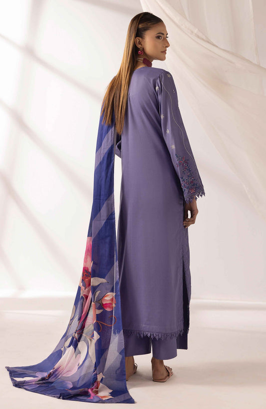 Mahjabeen by Embroidered Lawn Unstitched 3 Piece Suit - M-111 - AK26MHJ - Blue - Summer Collection