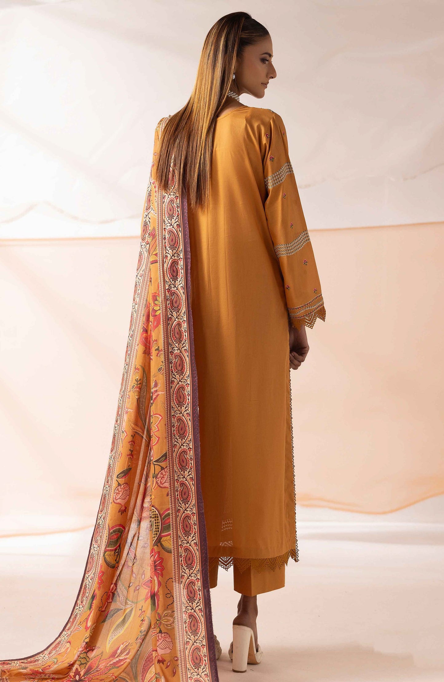 Mahjabeen by Al Karim Embroidered Lawn Unstitched 3 Piece Suit - M-107 - AK26MHJ - Yellow - Summer Collection