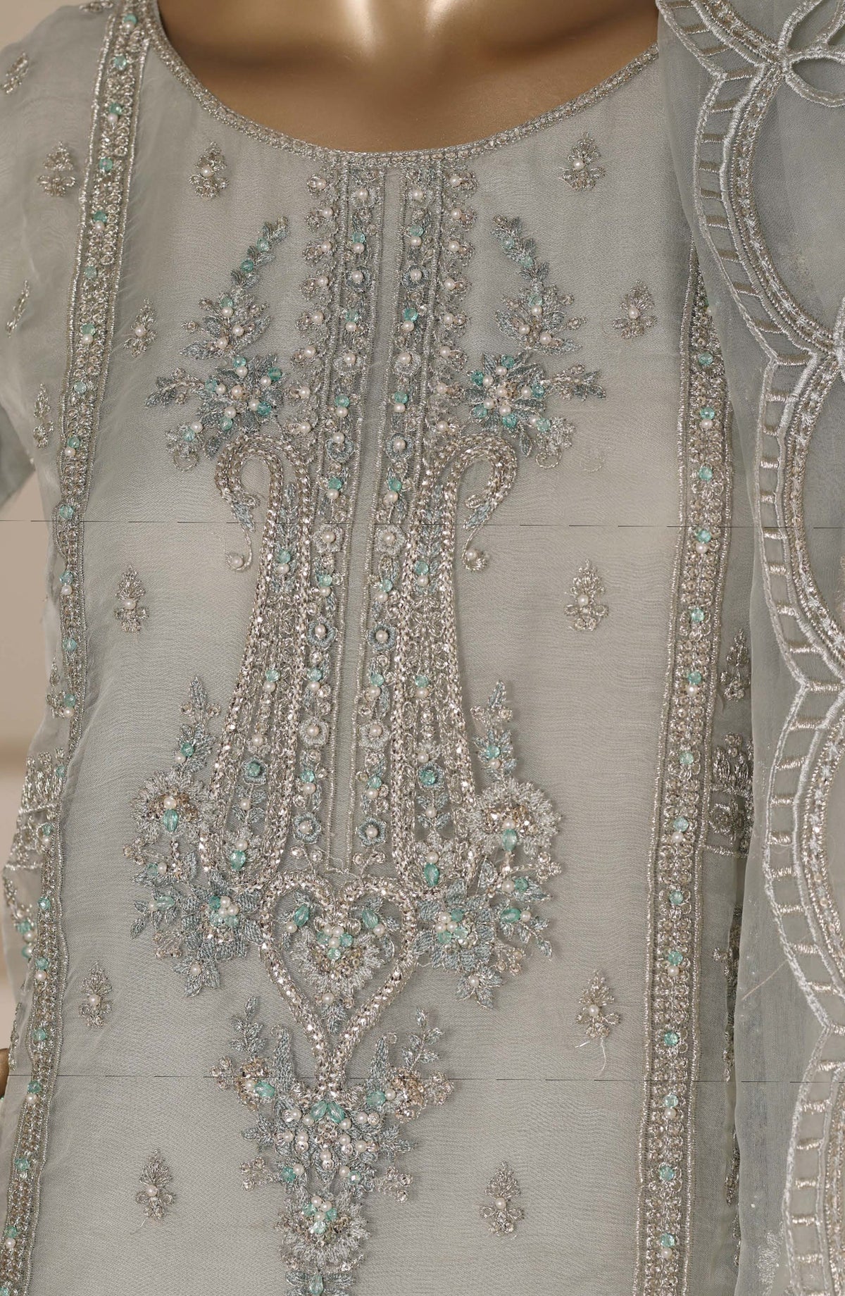 Mahpara by Sadabahar Embroidered Formal Stitched 3 Piece Suit - D-04 - SBD26NVI - Grey - Festive Collection