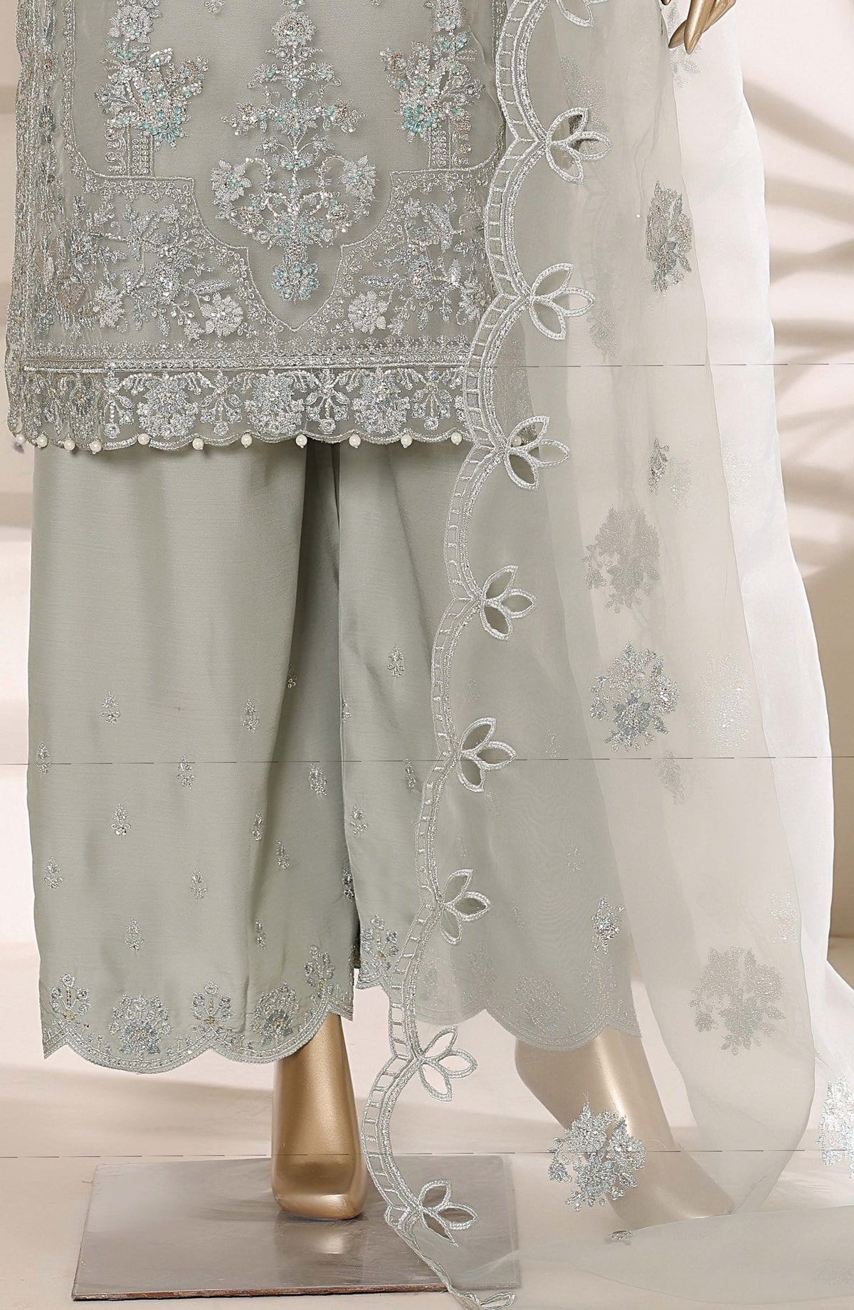 Mahpara by Sadabahar Embroidered Formal Stitched 3 Piece Suit - D-04 - SBD26NVI - Grey - Festive Collection