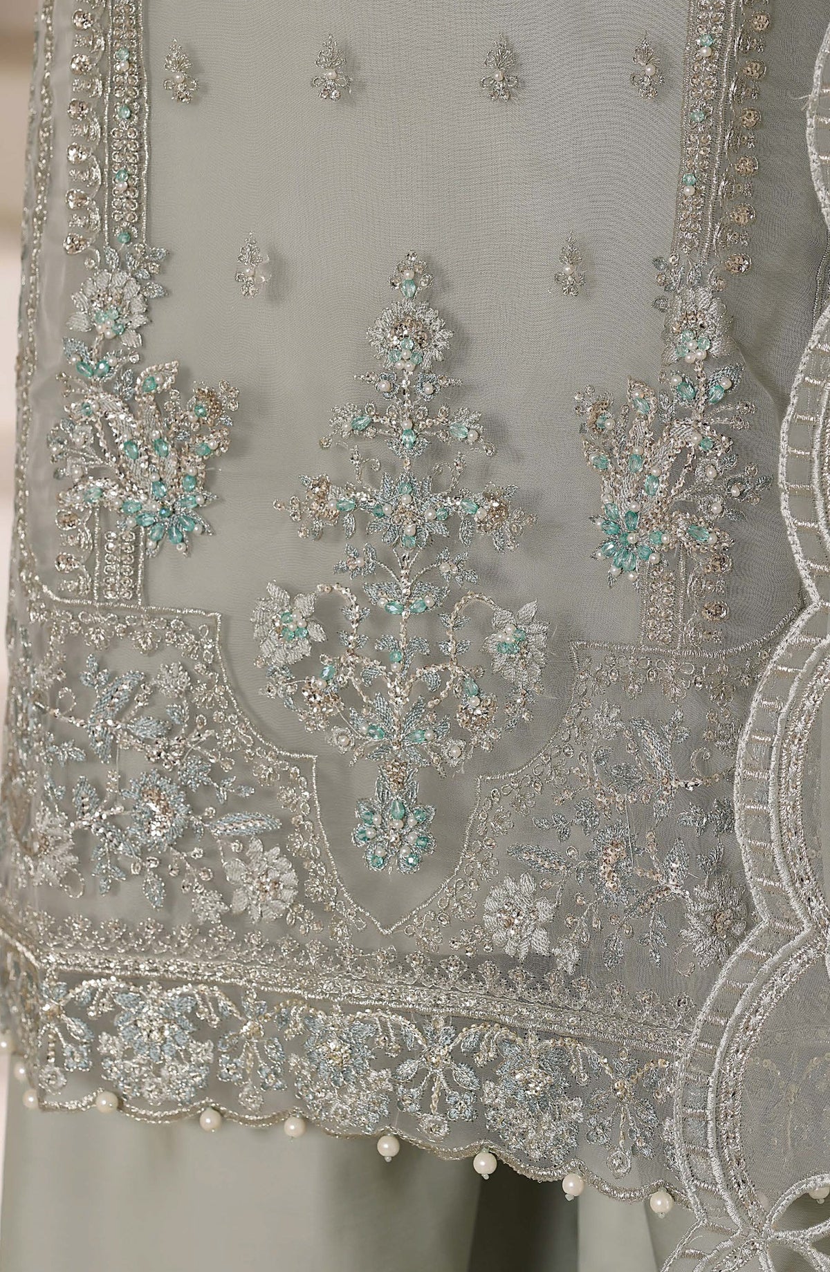 Mahpara by Sadabahar Embroidered Formal Stitched 3 Piece Suit - D-04 - SBD26NVI - Grey - Festive Collection