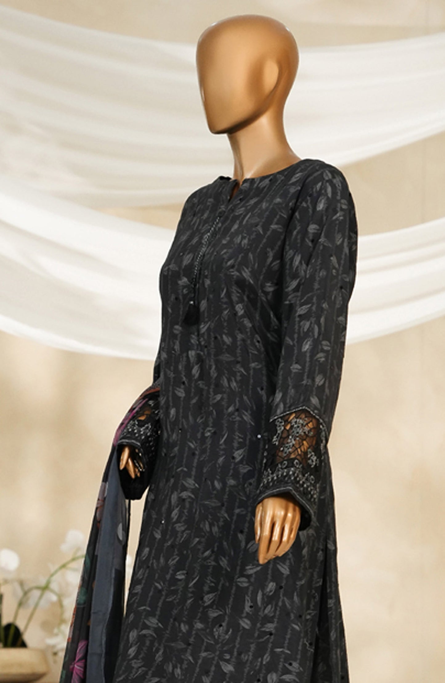 Majestic by HZ Textile Embroidered Silk Stitched 3 Piece Suit - PRE-116 - HZ25MJSL - Night Mare - Formals Collection
