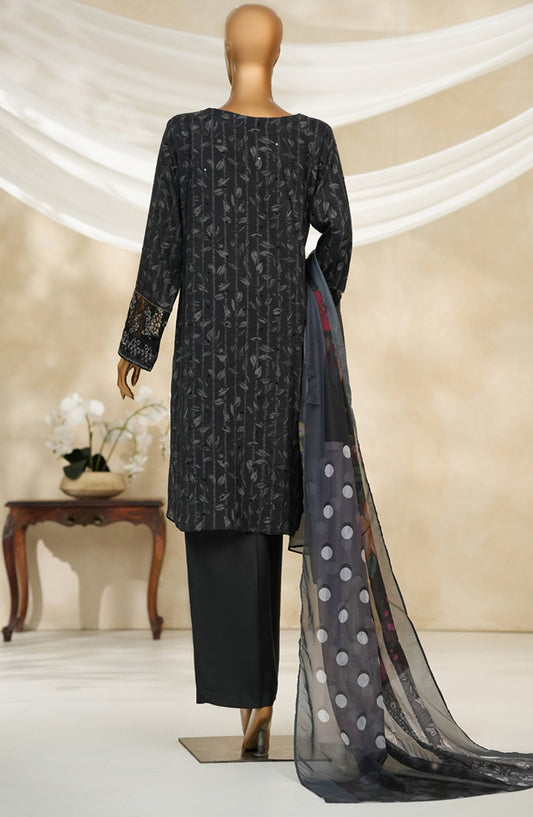 Majestic by HZ Textile Embroidered Silk Stitched 3 Piece Suit - PRE-116 - HZ25MJSL - Night Mare - Formals Collection